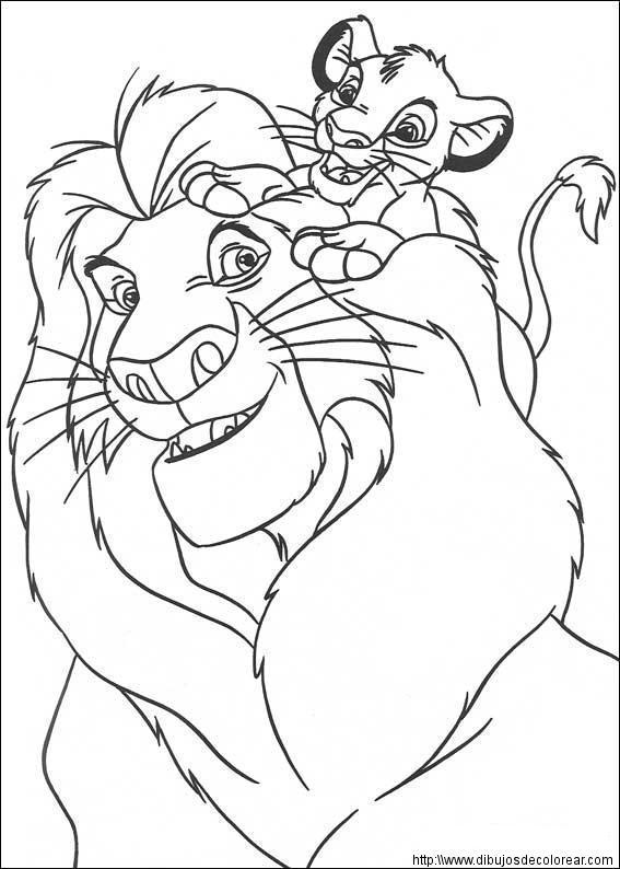 El Rey Leon para pintar en casa Dibujos Guía de