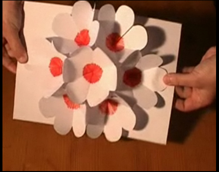 Origami siete flores en una