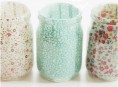 imagen Porta velas con frascos y tela