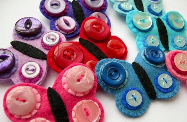 Broches con fieltro y botones para niñas Broches con fieltro y botones para niñas