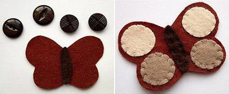 Broches con fieltro y botones para niñas1 Broches con fieltro y botones para niñas1