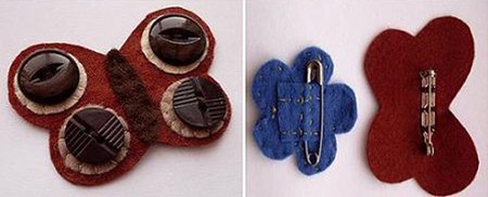Broches con fieltro y botones para niñas2 Broches con fieltro y botones para niñas2