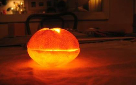 Transforma una mandarina en un porta velas2 Transforma una mandarina en un porta velas2