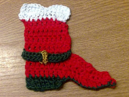 La bota de Santa Claus al punto de cruz