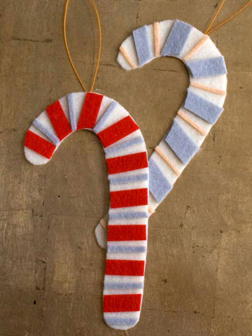 Bastones de fieltro para navidad