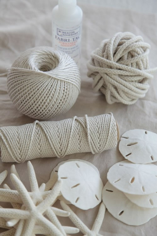 Servilleteros con conchas marinas - Materiales