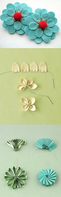 tres formas de hacer flores con fieltro