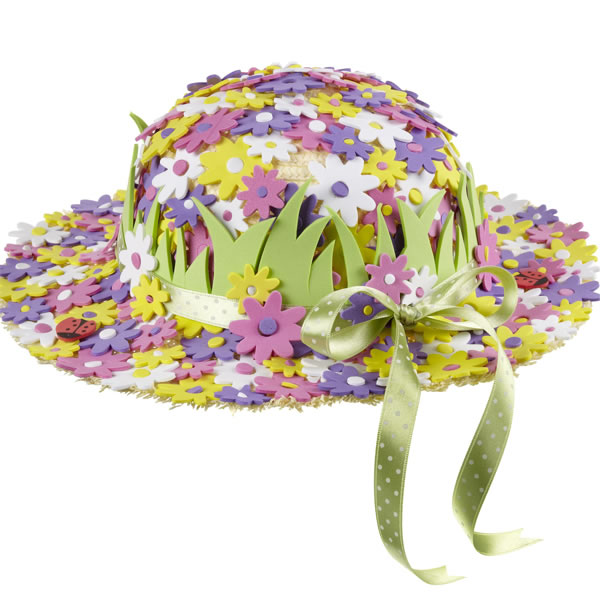 Sombrero con flores de goma eva 1