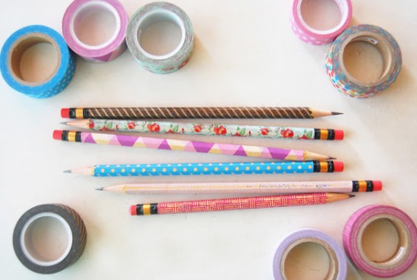 Lápices decorados con cinta washi 1