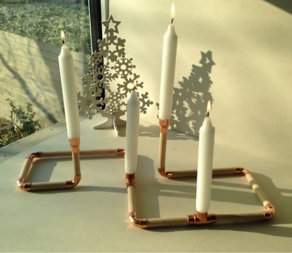 Candelabro de madera y cobre 1