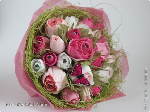 Flores de papel con dulces 1