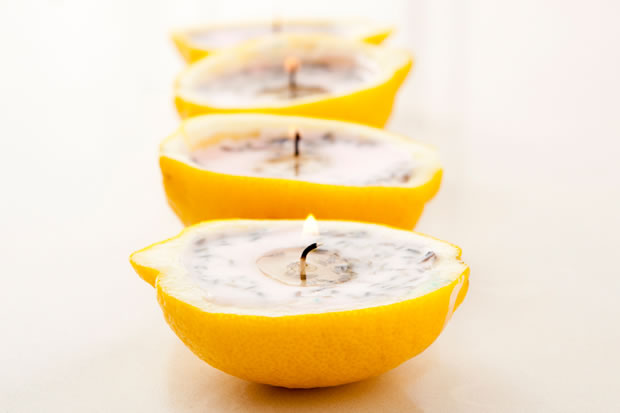 Velas cáscaras limón