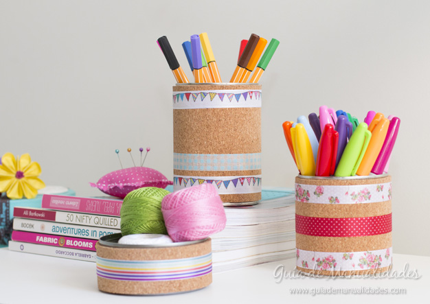 Lapiceros con corcho y washi tapes 1