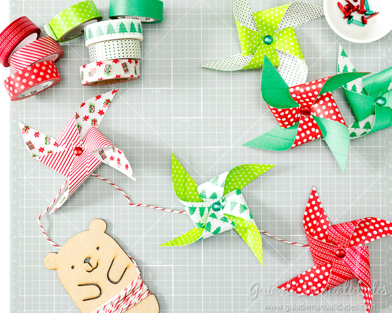 Molinillos navideños con cintas washi 9