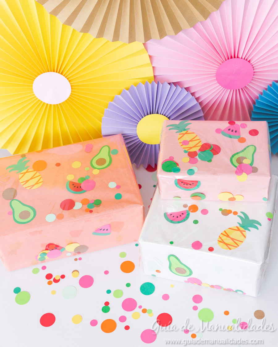 Frutas tropicales de papel para envolver regalos 13