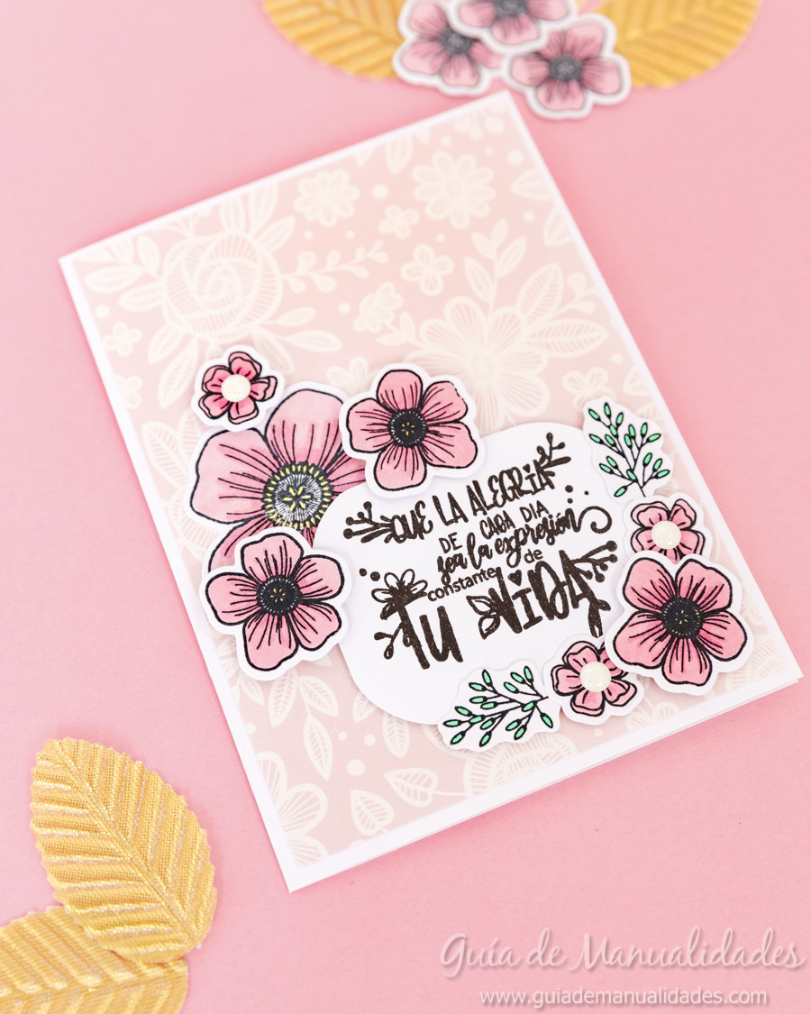 Tarjeta con flores y copics 1